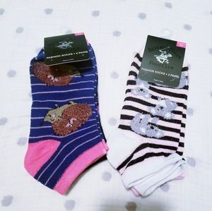 2 Packs of Beverly Hills Polo Club Women's Fashion Socks. NWT.
